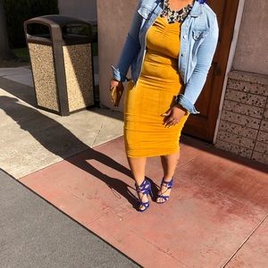 JLuxLabel Mustard Gracie Off The Shoulder Dress